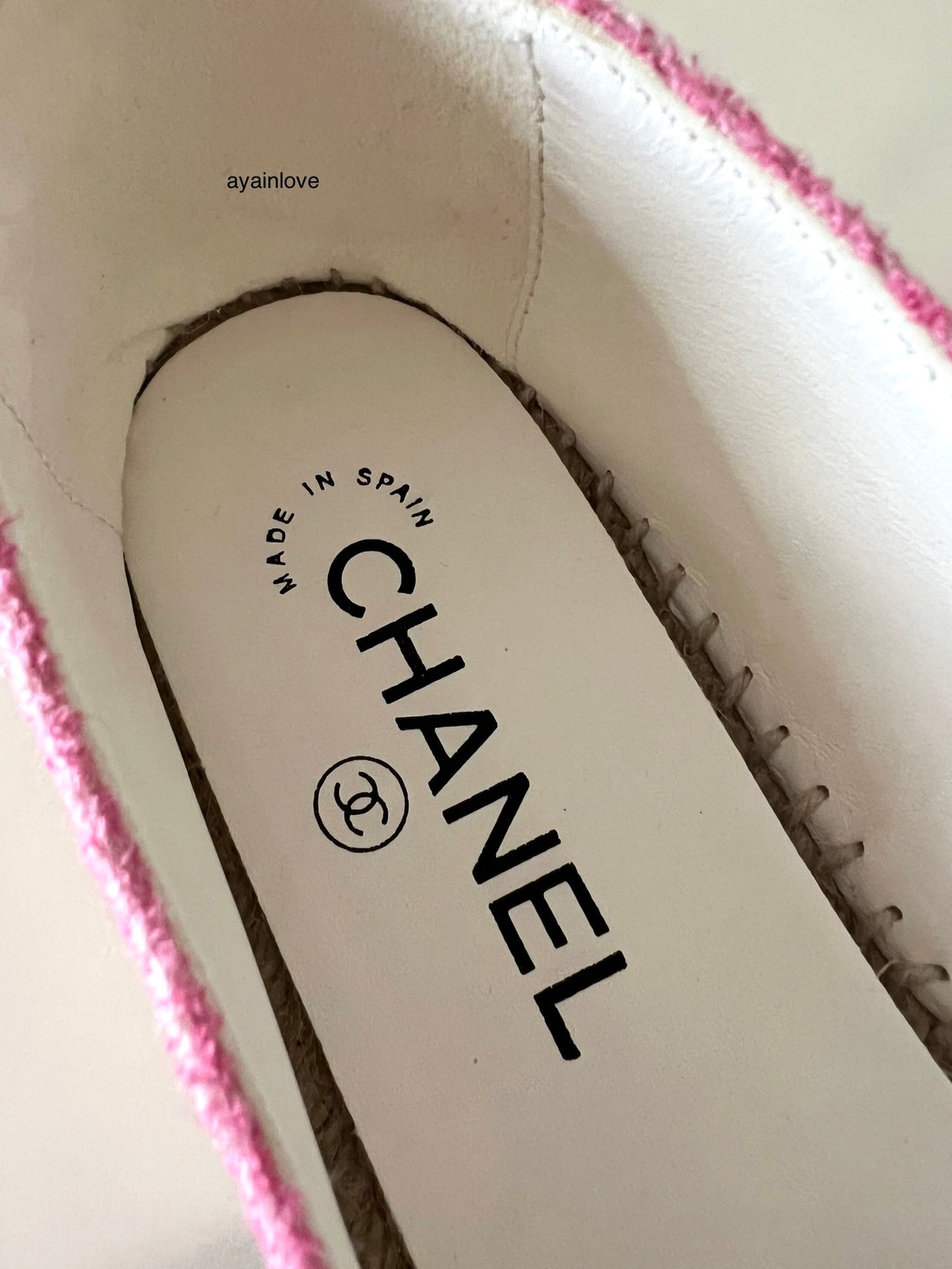 CHANEL Pink Gold Tweed Espadrilles Shoes Size 38 EU