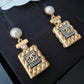 CHANEL 20A Perfume Bottle Pearl CC Drop Earrings Gold Hardware