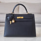 HERMES Kelly 32 Noir Black Epsom Sellier Gold Hardware X Stamp