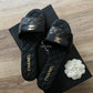 CHANEL Black Gold CC Turnlock Quilted Slides Mules Sandals Size 38.5 EU