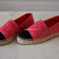 CHANEL Red Black Tweed Espadrilles Shoes Size 38 EU