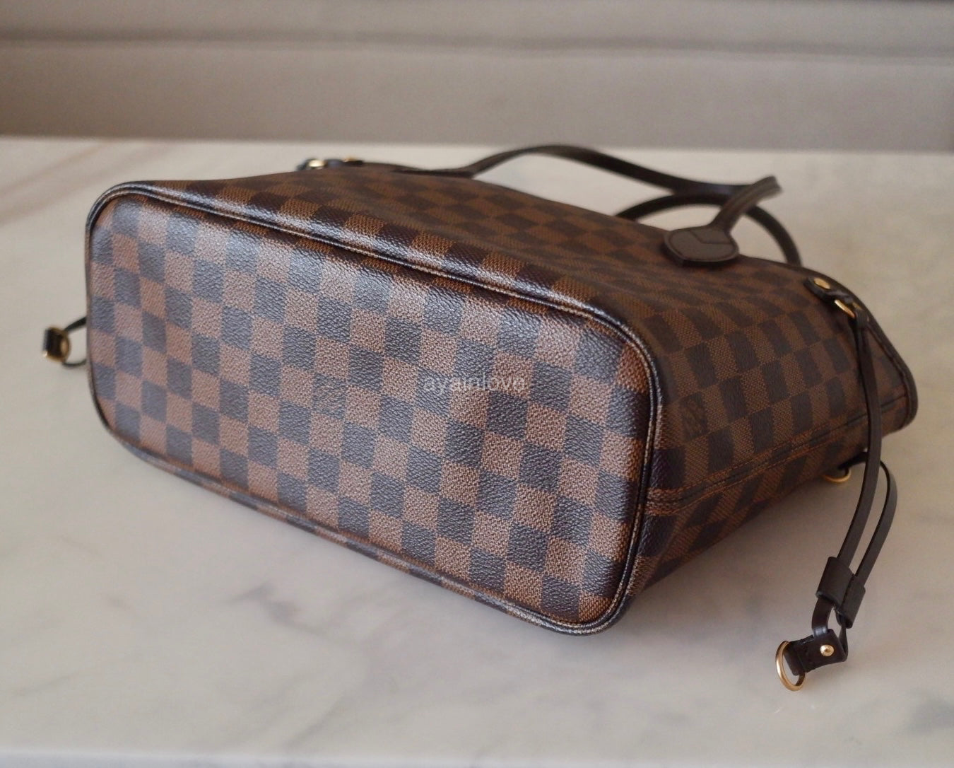 LOUIS VUITTON Neverfull PM Damier Ebene Gold Hardware