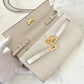 HERMES Kelly To Go 18 KTG Clutch Epsom Craie Gold Hardware