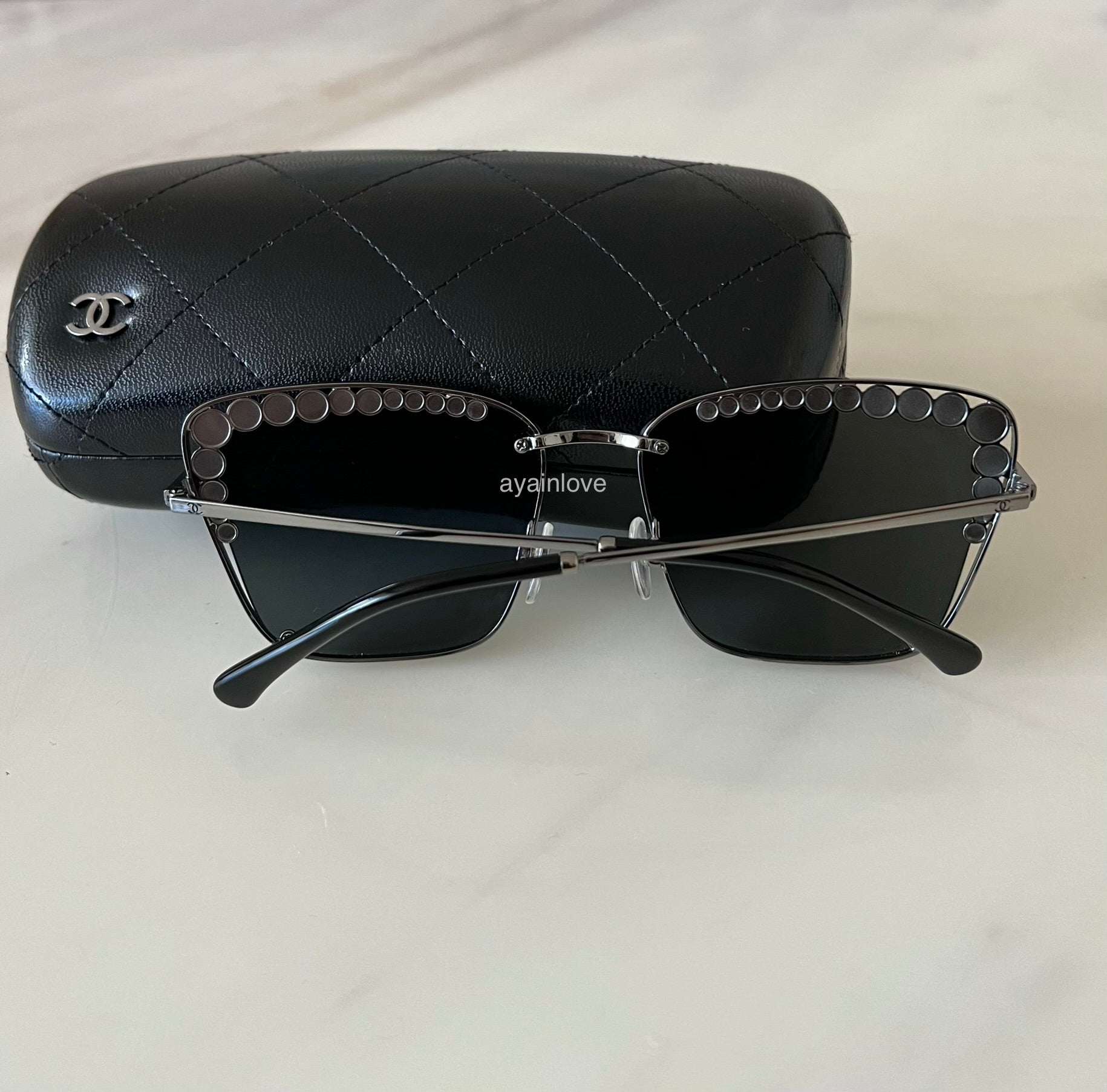 Chanel square pearl sunglasses best sale