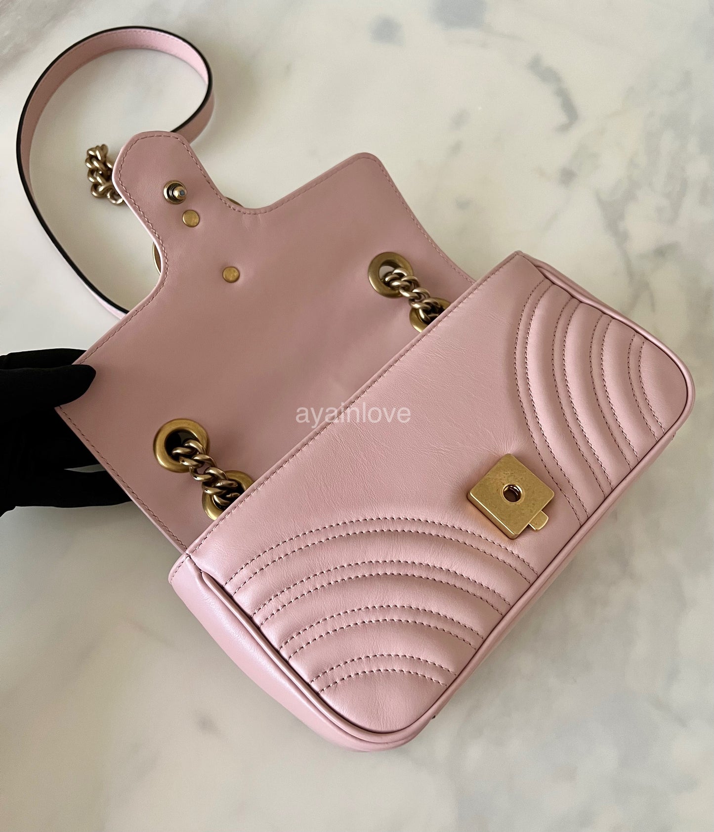 Gucci GG Marmont Mini Matelassé Pink Leather Shoulder Bag