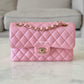 CHANEL 19S Iridescent Pink Caviar Small Classic Flap Light Gold Hardware