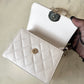 CHANEL 23P White Caviar Kelly Clutch Top Handle with Chain Light Gold Hardware