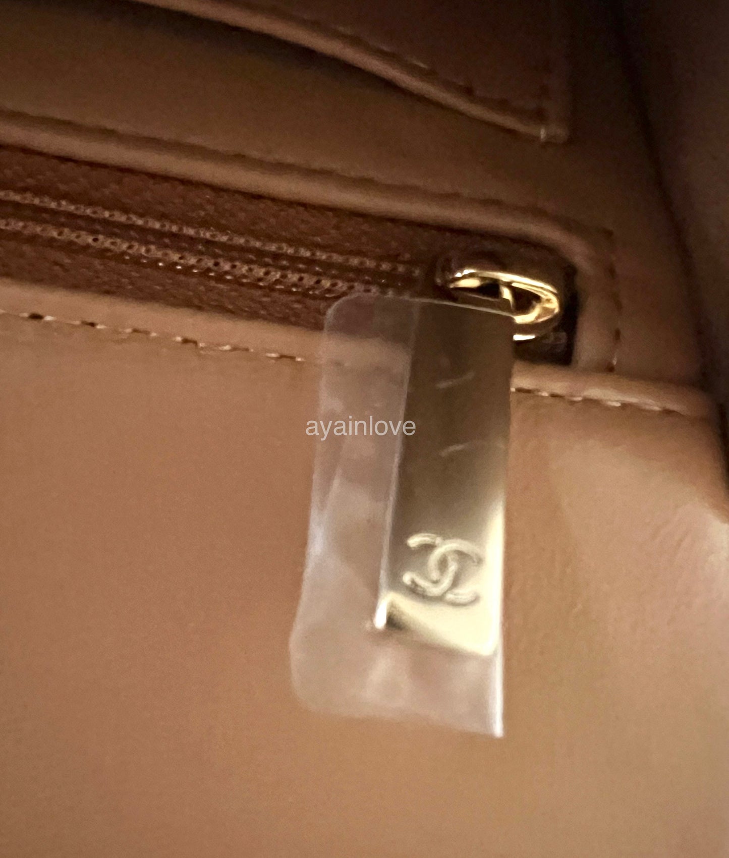CHANEL 23P Dark Beige Lamb Skin Microchipped Top Handle Mini Flap Bag Light Gold Hardware