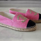 CHANEL Pink Gold Tweed Espadrilles Shoes Size 38 EU