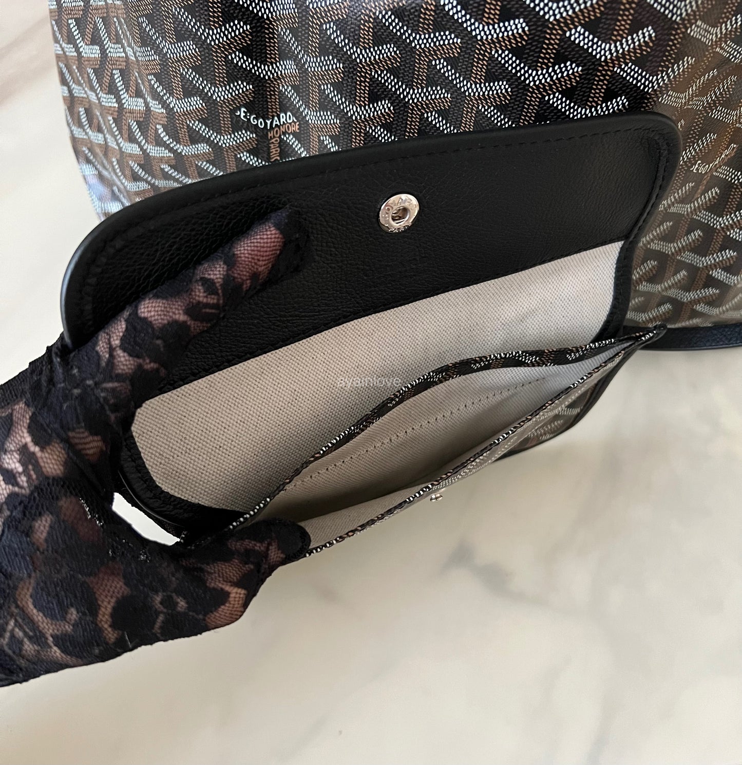 GOYARD St Saint Louis PM Black Tote Bag