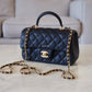 CHANEL 21S Black Caviar Top Handle Rectangular Mini Gold Hardware