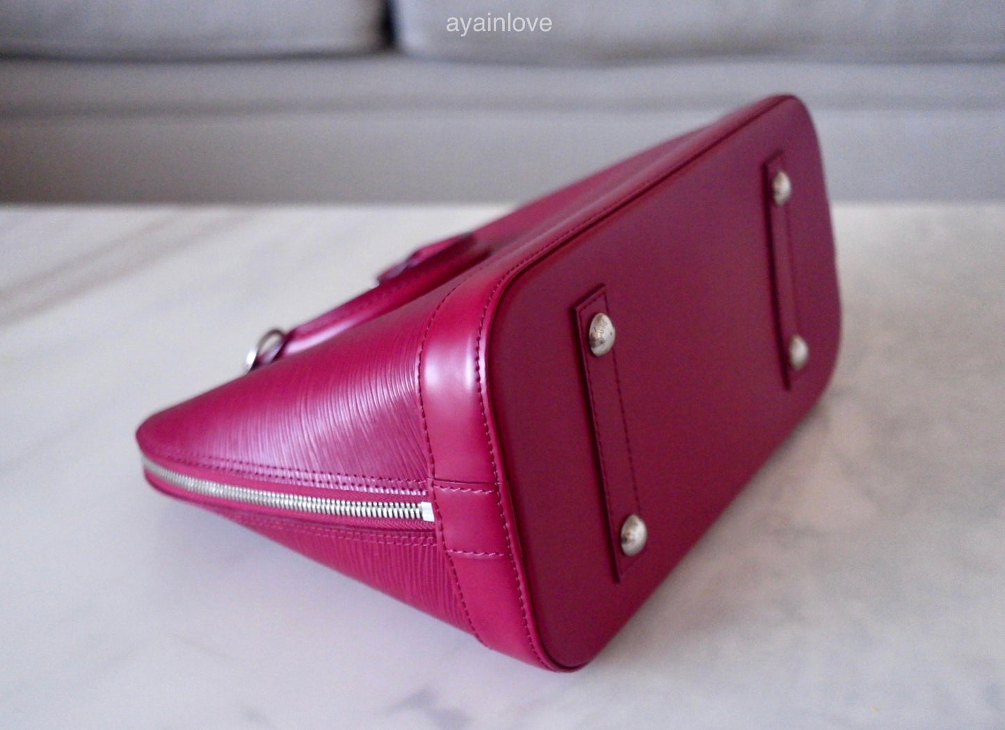 LOUIS VUITTON LV Alma PM Fuchsia Epi Leather Bag Silver Hardware