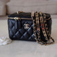 CHANEL 22P Black Caviar Rectangular Vanity on Chain CC Strap Light Gold Hardware