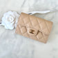 CHANEL Classic Beige Clair Caviar Small Snap Card Holder Gold Hardware