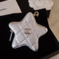 CHANEL Metallic Silver Walk Of Fame Star Clip On Zip Coin Purse Silver Hardware