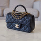 CHANEL 21S Black Caviar Top Handle Rectangular Mini Gold Hardware