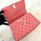 CHANEL 22A Pink Caviar Small 24cm Coco Handle Bag Light Gold Hardware