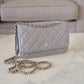 CHANEL 21A Grey Caviar Classic Wallet On Chain Light Gold Hardware