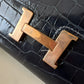 HERMES Constance Blue Indigo Bicolor Verso Shiny Alligator Long Wallet To Go Rose Gold Hardware