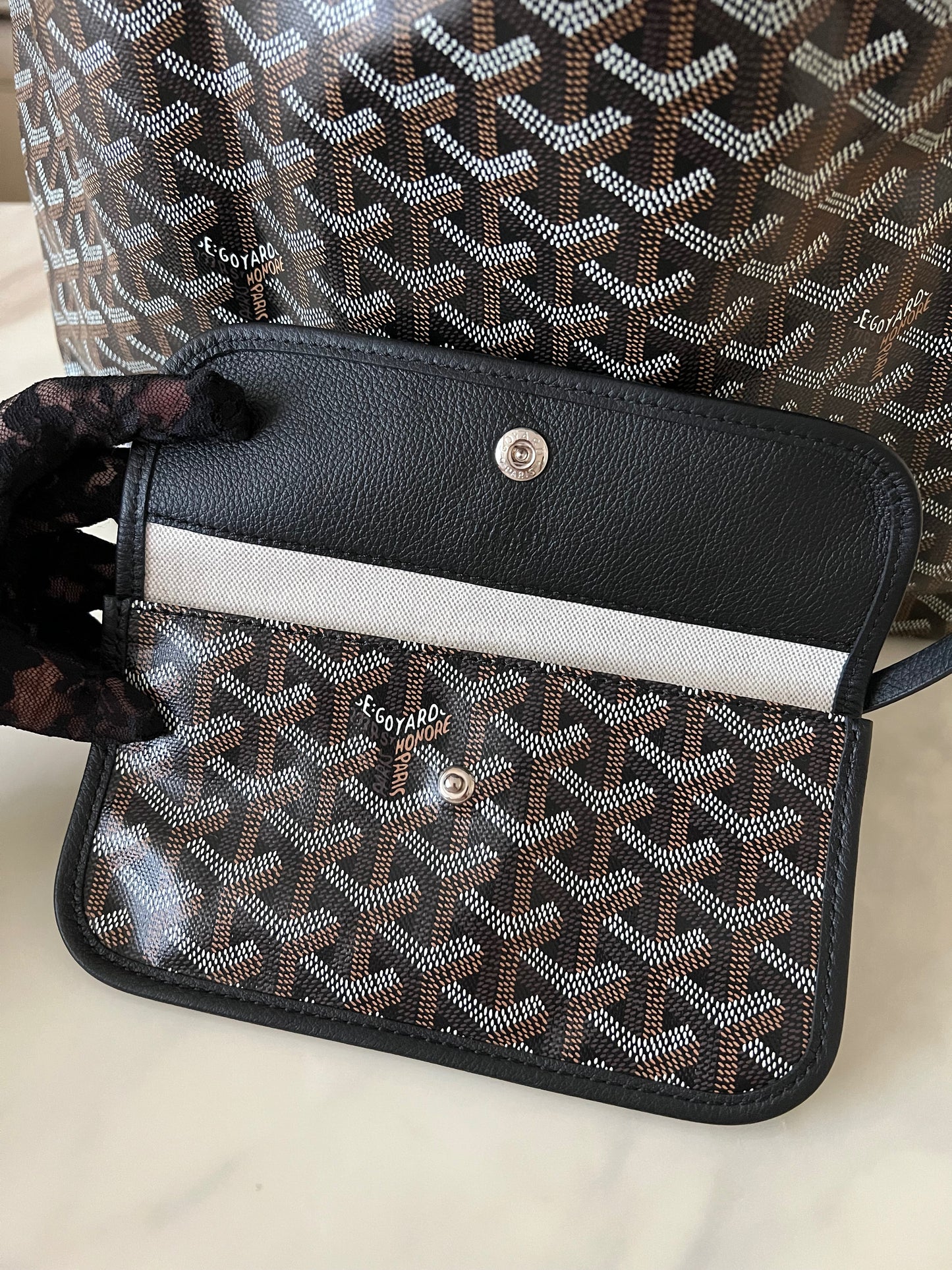 GOYARD St Saint Louis PM Black Tote Bag