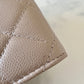 CHANEL Beige Caviar Medium Trifold Wallet Light Gold Hardware