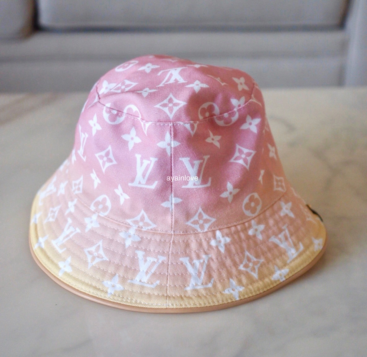 LOUIS VUITTON LV Summer by the Pool Gradient Pink Yellow Monogram Bucket Hat S Size