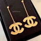 CHANEL Baroque Large CC Dangle Stud Earrings Gold Hardware