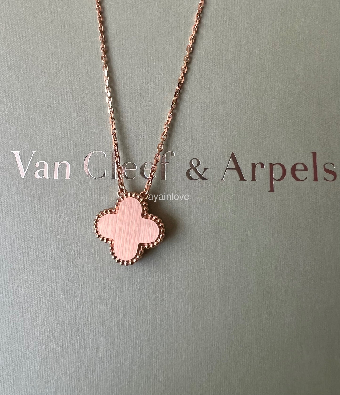 VAN CLEEF ARPELS VCA 18KT Rose Gold Limited 2023 Holiday Pendant Necklace Silver Obsidian Diamond Vintage Alhambra