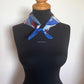 CHANEL Blue Red Cotton Square Scarf 60cm