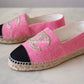 CHANEL Pink Gold Tweed Espadrilles Shoes Size 38 EU