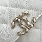 CHANEL 23P White Caviar Kelly Clutch Top Handle with Chain Light Gold Hardware