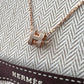 HERMES Mini H Pop Marron Glace Necklace Rose Gold Hardware