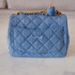 CHANEL 22C Blue Denim Pearl Crush Square Mini Flap Bag Gold Hardware