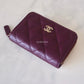 CHANEL 24B Burgundy Caviar Zippy Card Holder Wallet Light Gold Hardware