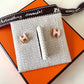 HERMES H Pop Mini Pink Rose Dragee Stud Earrings Gold Hardware