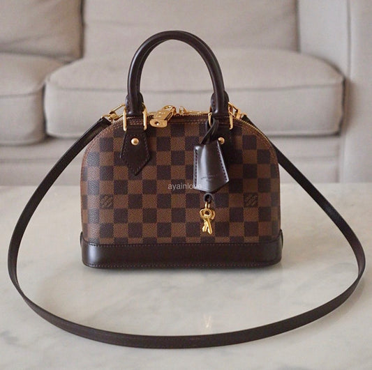 LOUIS VUITTON LV Alma BB Damier Ebene Bag Gold Hardware 2017