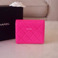 CHANEL 31 Hot Pink Shiny Calfskin Flap Card Holder Light Gold Hardware