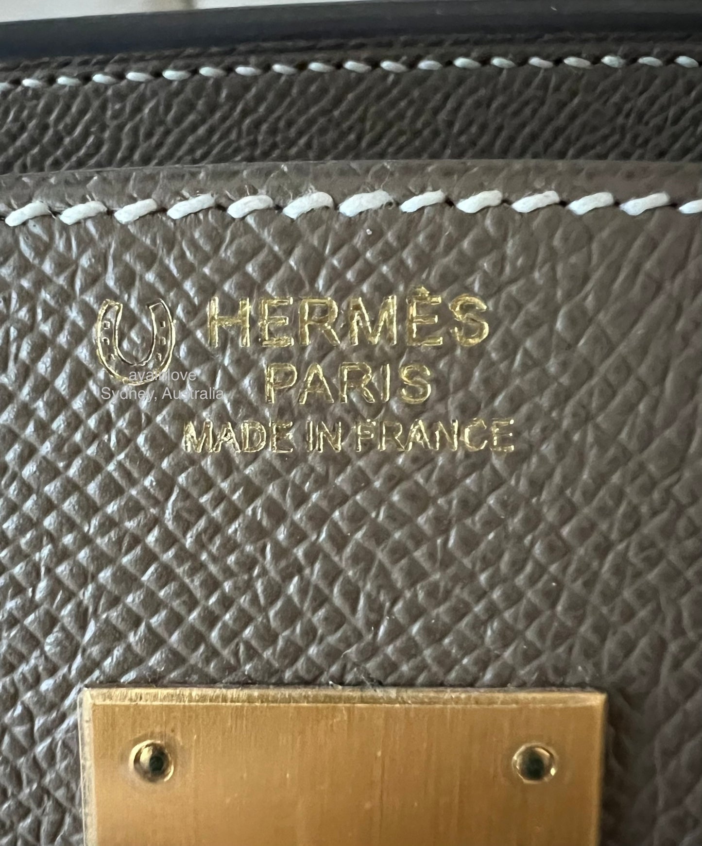 HERMES Birkin 30 HSS Horseshoe Stamp Special Order Bicolour Etoupe and Noir Epsom Brushed Gold Hardware