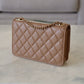 CHANEL Beige Taupe Trendy Microchipped Lamb Skin Wallet on Chain WoC Light Gold Hardware