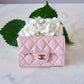 CHANEL 23K Light Pink Caviar Classic Small Snap Card Holder Light Gold Hardware