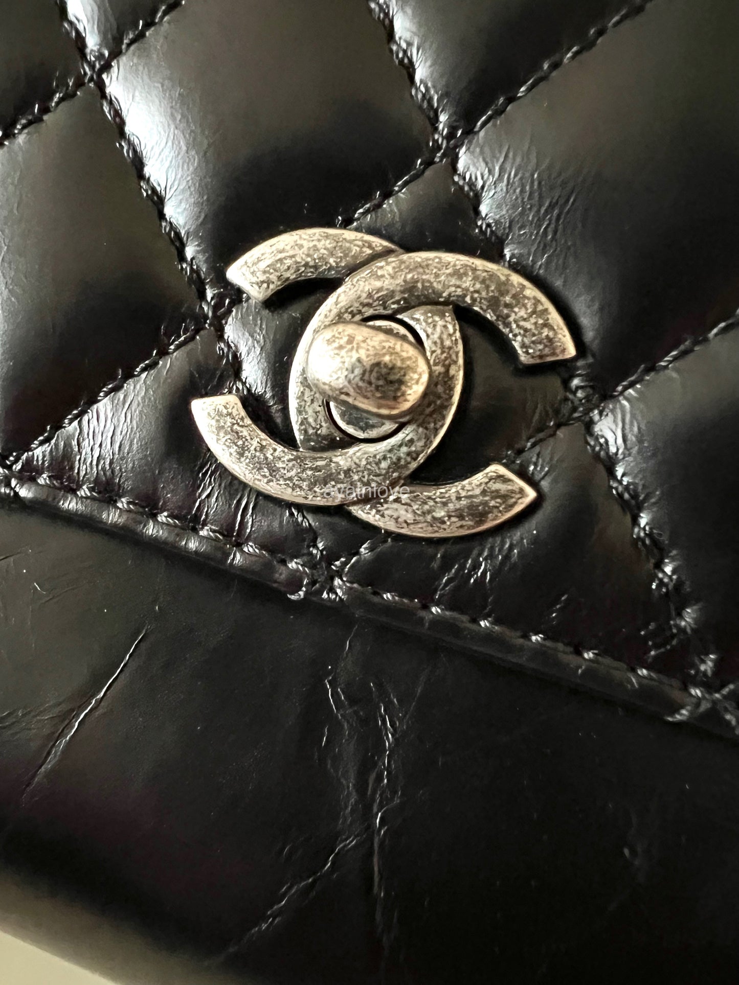 CHANEL Black Small Aged Shiny Calfskin Pilot Essentials Double Sided Flap Bag Ruthenium Hardware