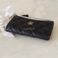 CHANEL Black Caviar New Style XL Zippy Card Holder Wallet Gold Hardware