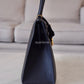 HERMES Kelly 32 Noir Black Epsom Sellier Gold Hardware X Stamp