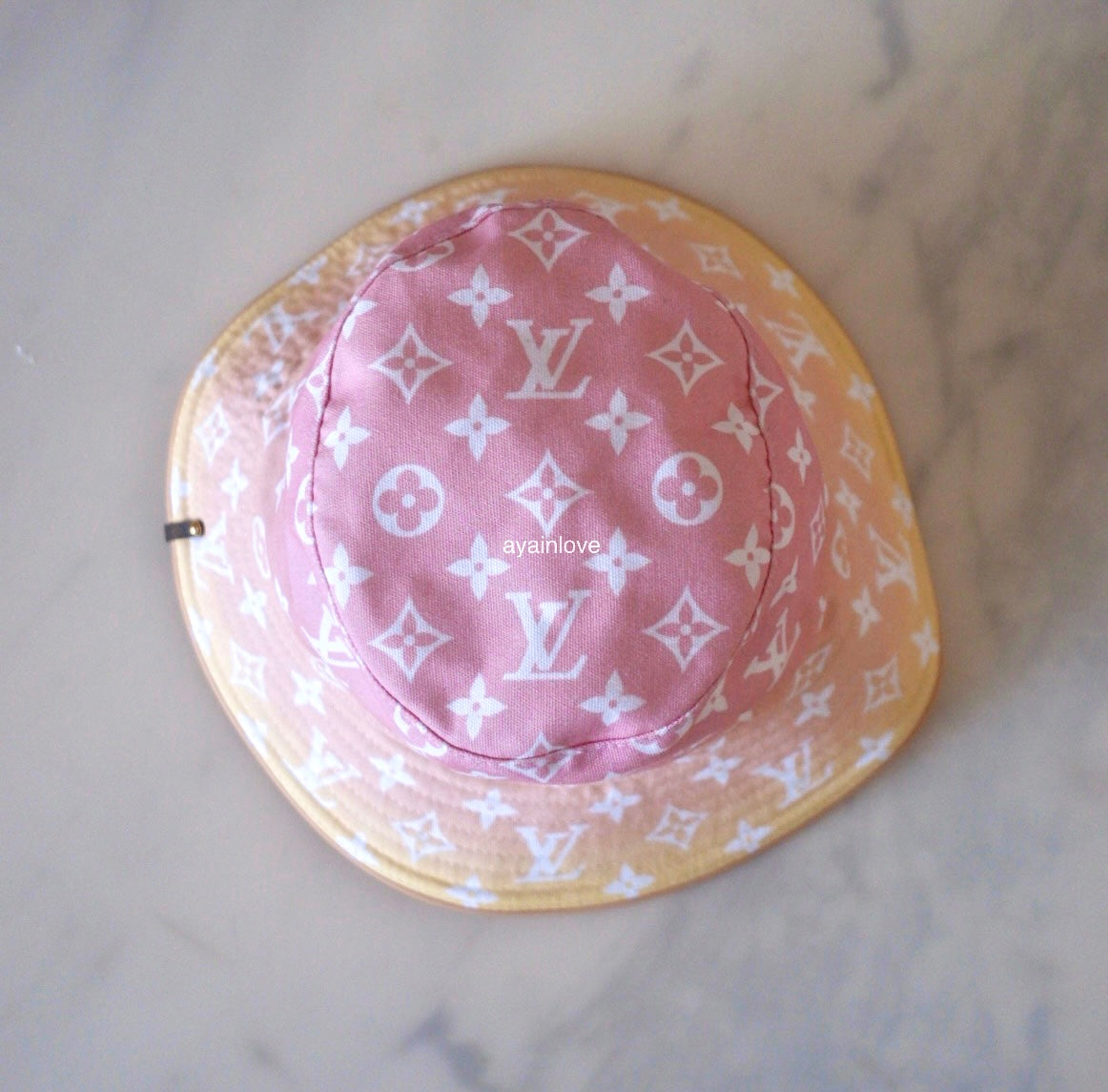 LOUIS VUITTON LV Summer by the Pool Gradient Pink Yellow Monogram Bucket Hat S Size