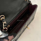 CHANEL 17B Black Caviar (Burgundy Interior) Quilted Classic Rectangular Mini Light Gold Hardware