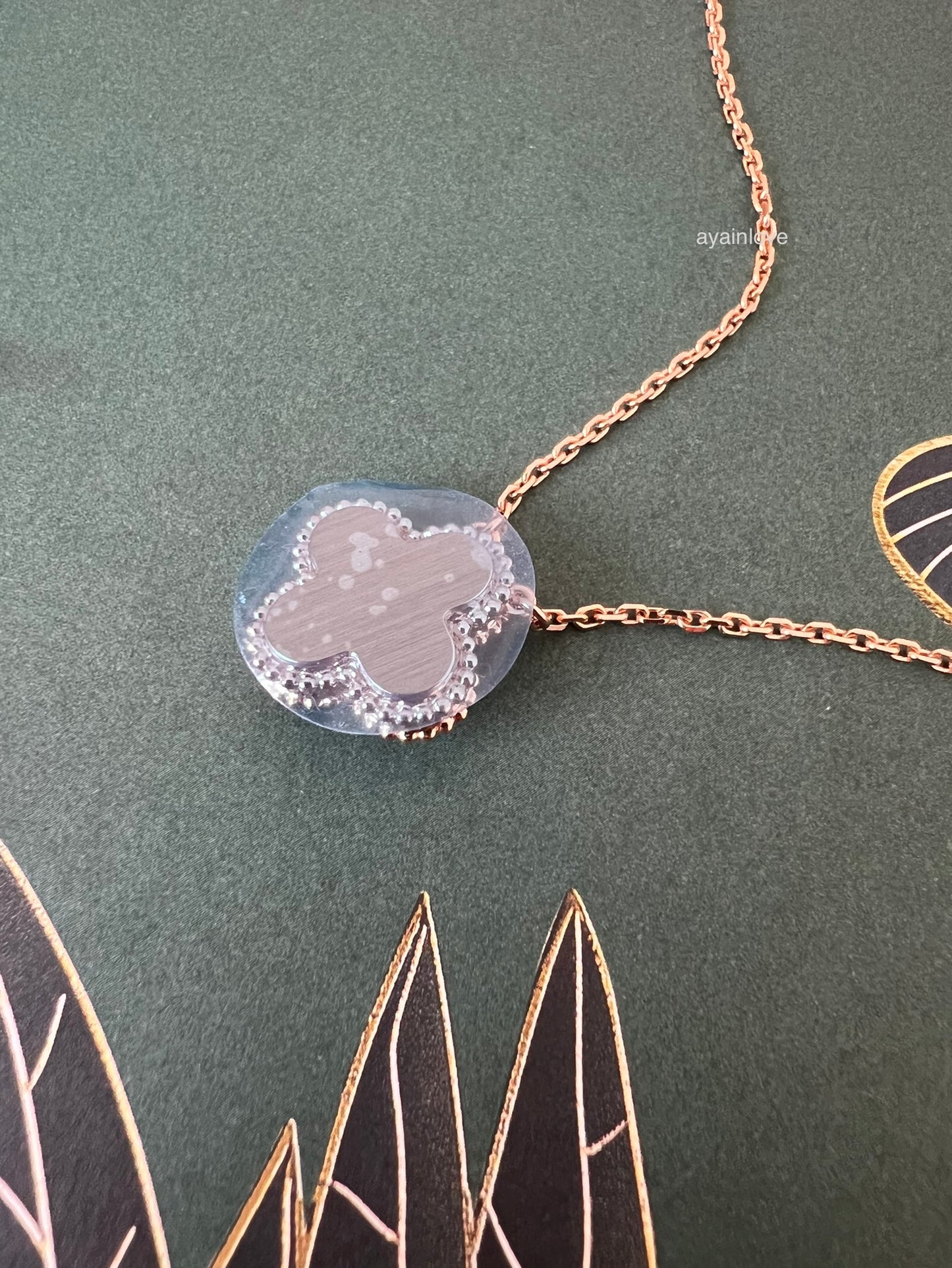 VAN CLEEF ARPELS VCA 18KT Rose Gold Limited 2023 Holiday Pendant Necklace Silver Obsidian Diamond Vintage Alhambra