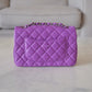 CHANEL 20C Purple Lambskin Quilted Rectangular Mini Flap Bag Silver Hardware