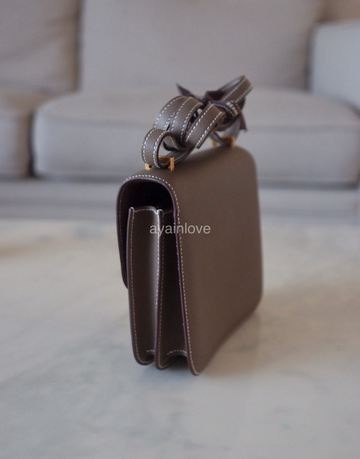 HERMES Constance Mini 18 Etoupe Epsom Gold Hardware B Stamp