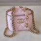 CHANEL 22S Light Pink Lamb Skin Square Vanity on Coco Chain Strap Light Gold Hardware