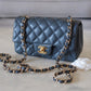 CHANEL 18B Grey Caviar Rectangular Mini Flap Bag Light Gold Hardware